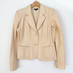 Vintage Identify Beige Leather Blazer Jacket Size 8
